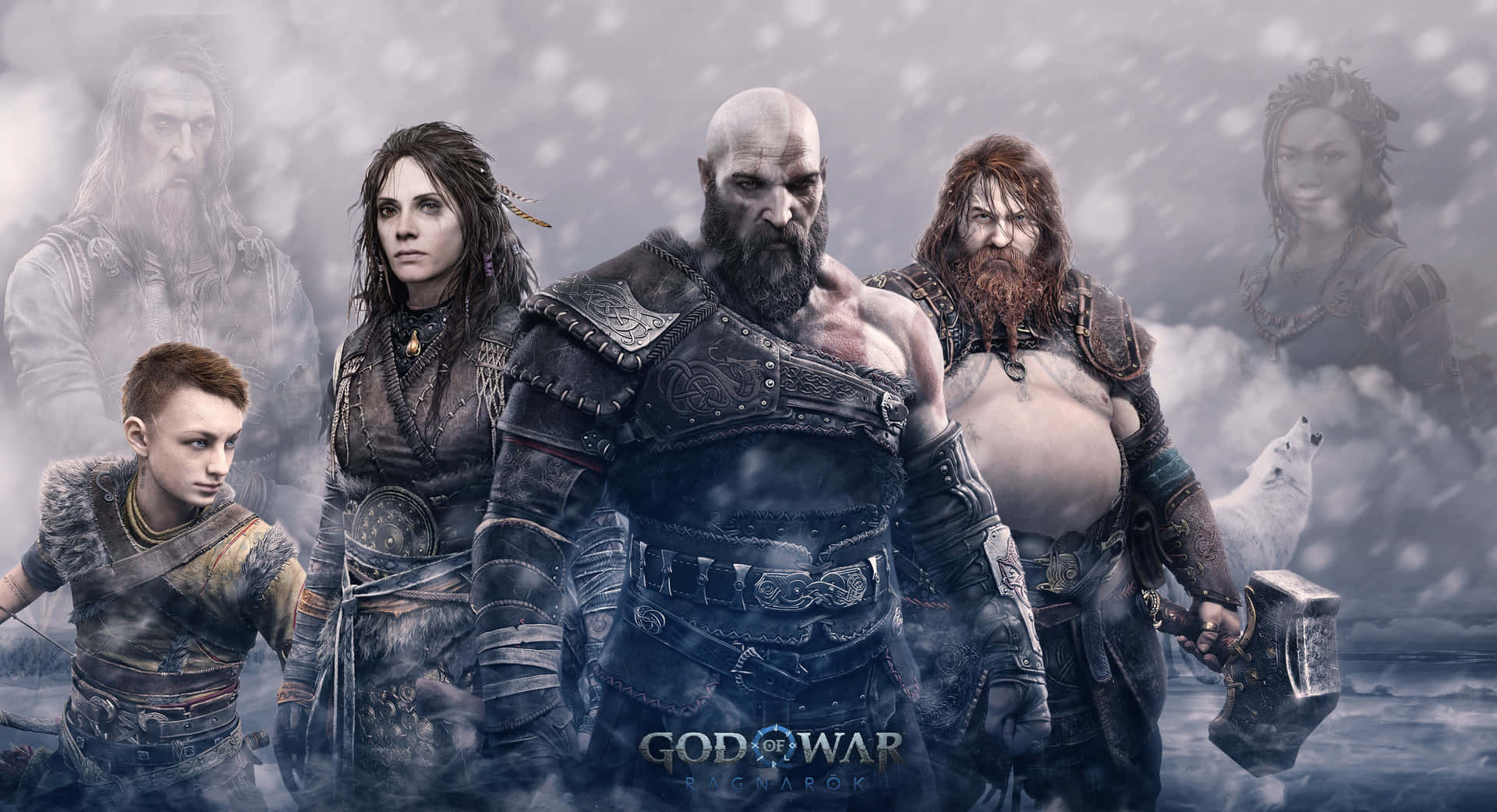 Godof War Ragnarok Charactersin Snow Wallpaper