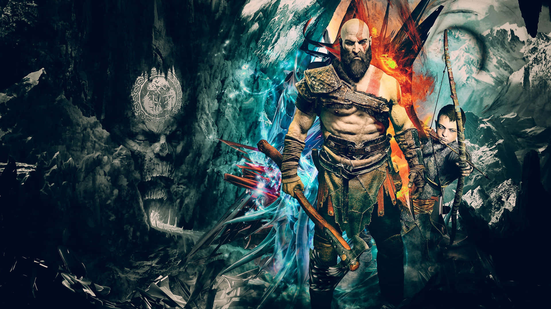 Godof War Ragnarok Kratos Atreus Battle Stance Wallpaper