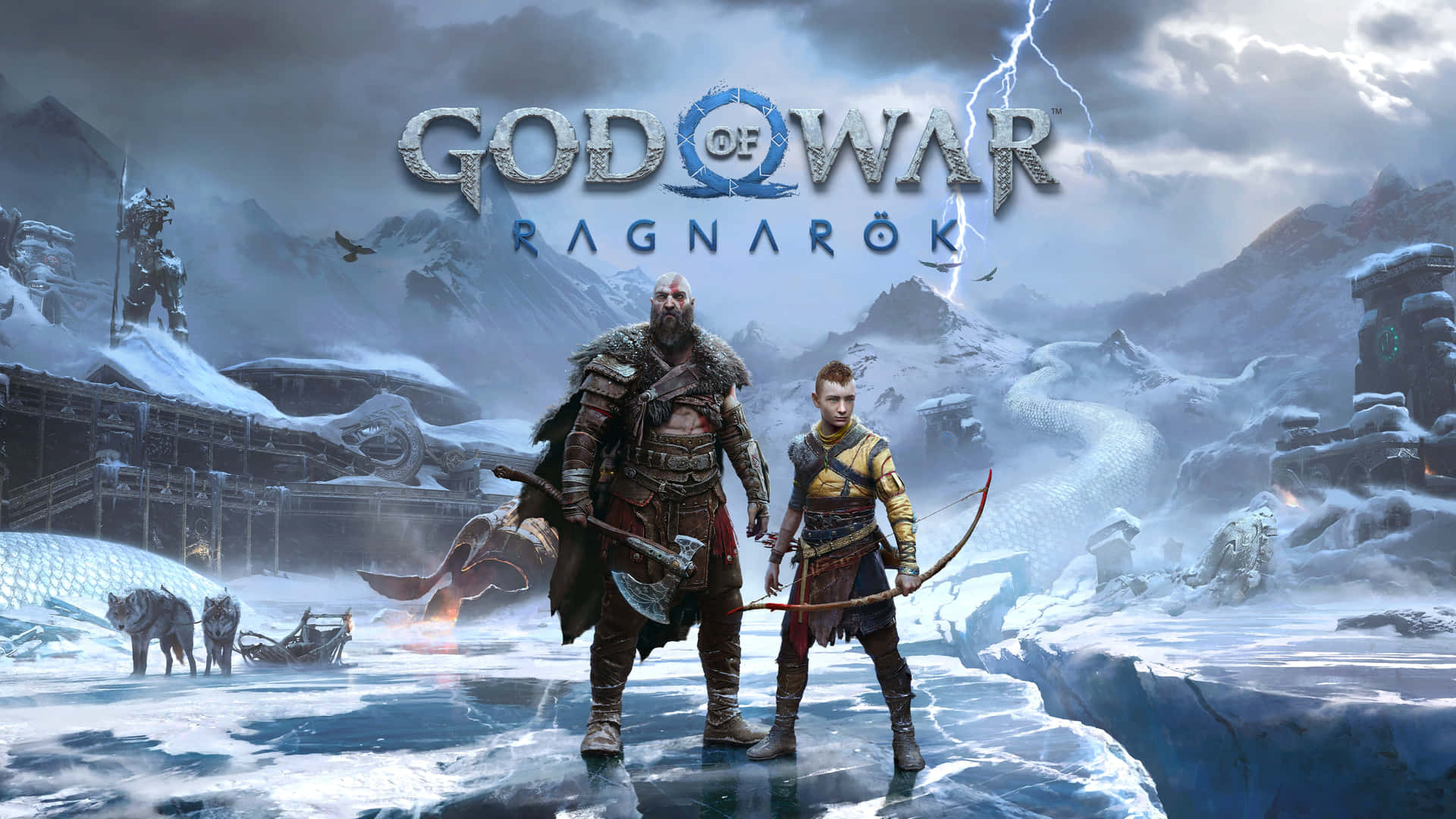Godof War Ragnarok Kratos Atreus Winter Landscape Wallpaper