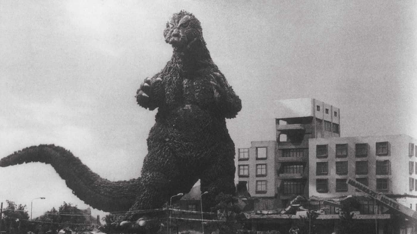 Mighty Godzilla Roaring in City Destruction (1954) Wallpaper