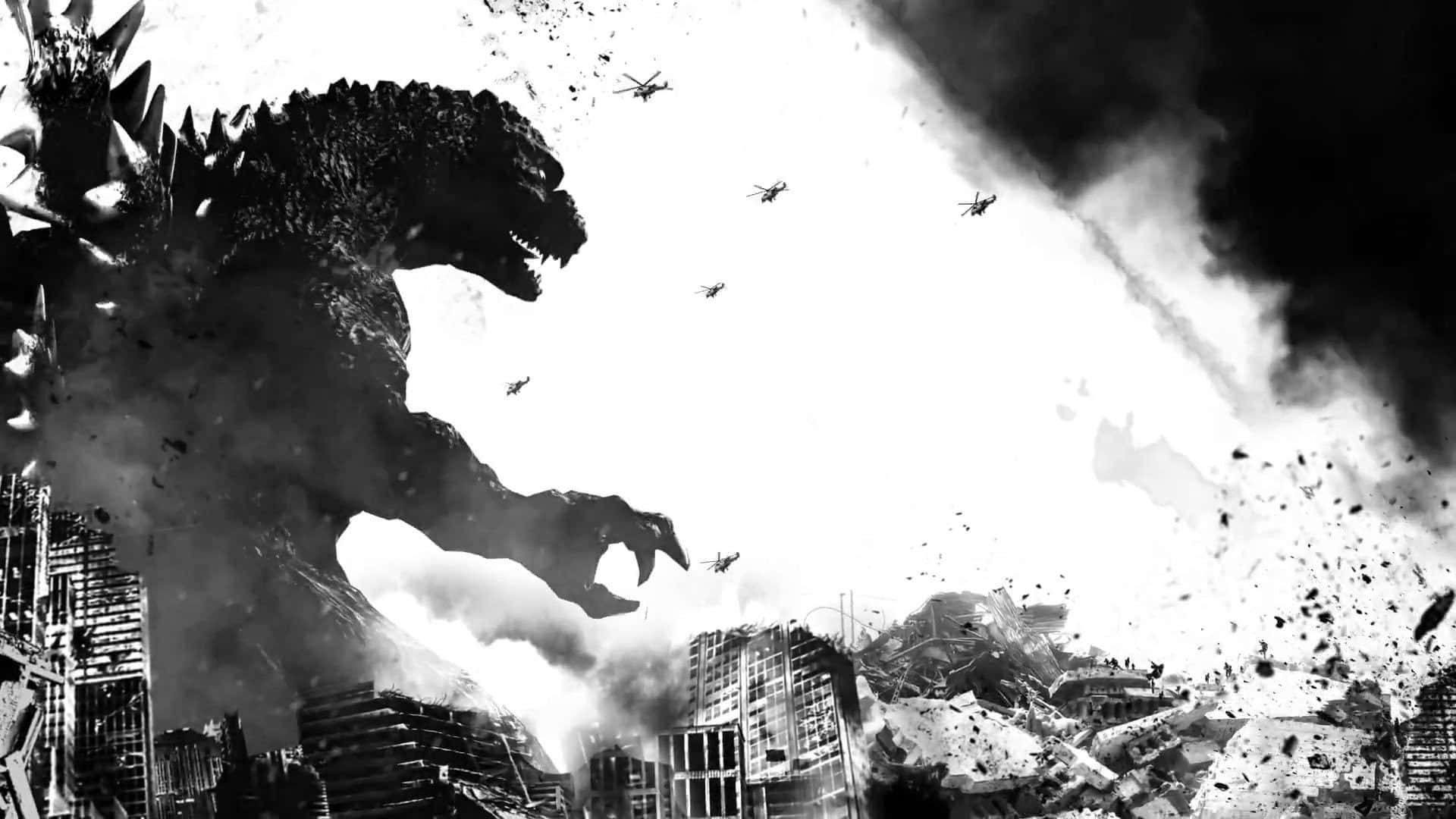 First appearance of Godzilla from the iconic 1954 film Wallpaper