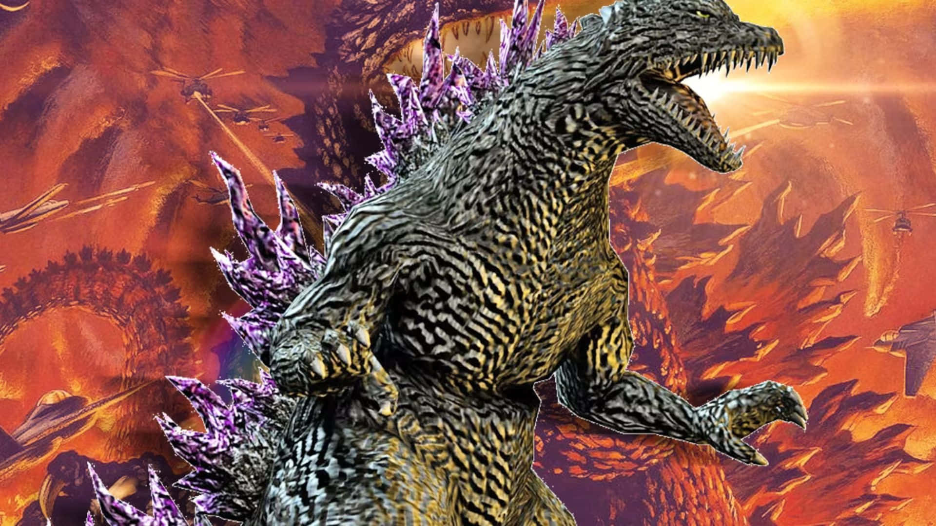 Godzilla 2000 unleashing its fury Wallpaper