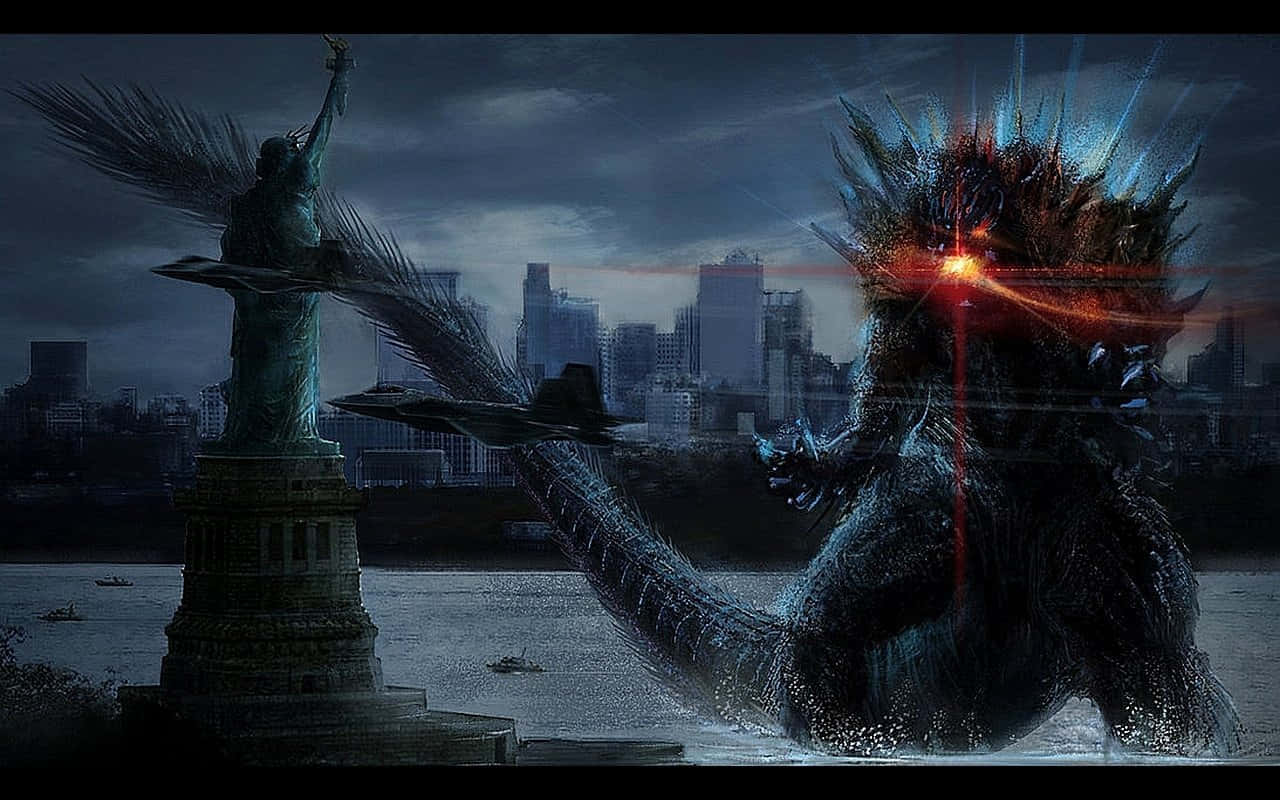 Captivating Godzilla 2014 Roaring in the City Wallpaper