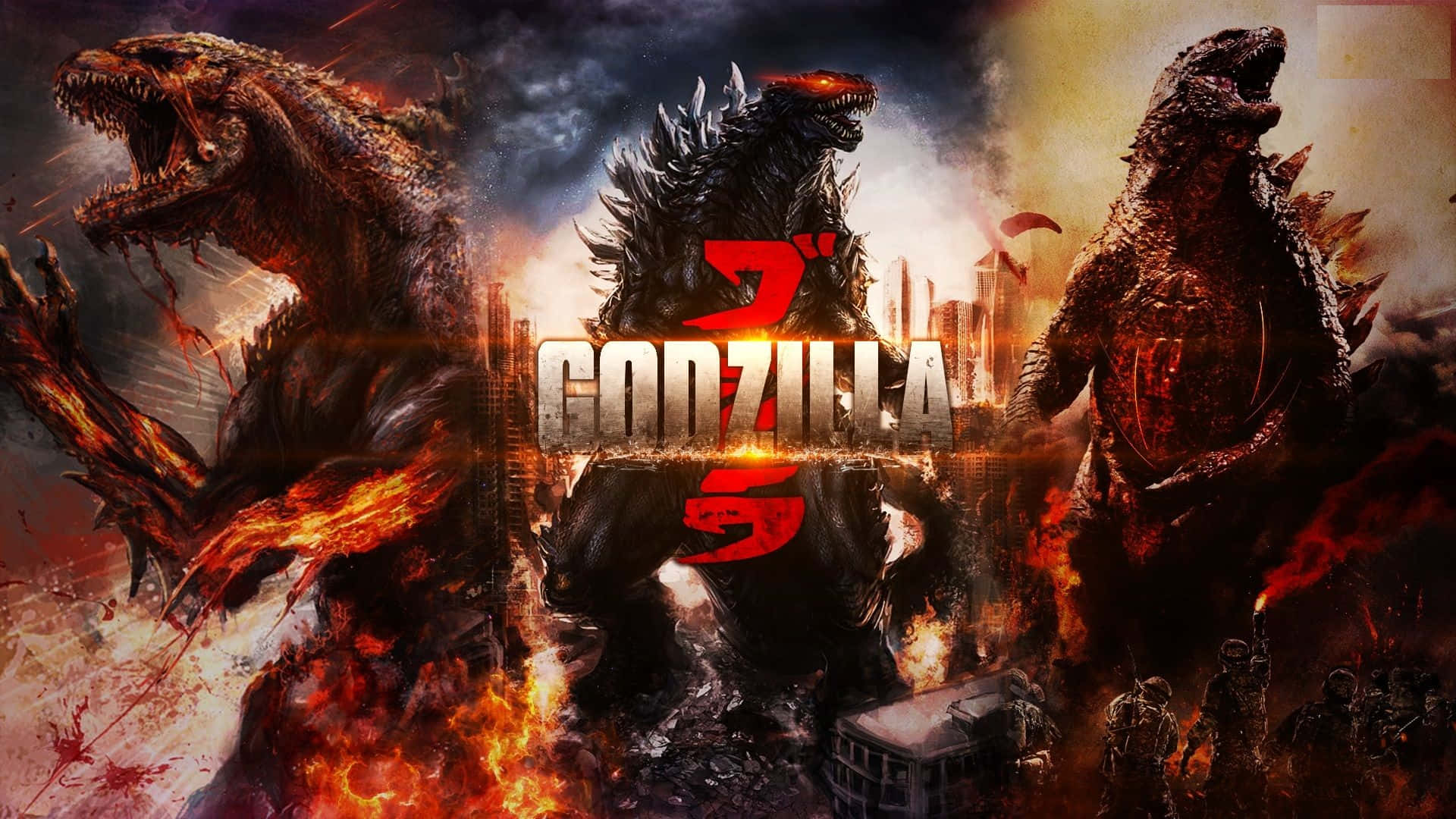 Intense Godzilla 2014 Roaring in the City Wallpaper