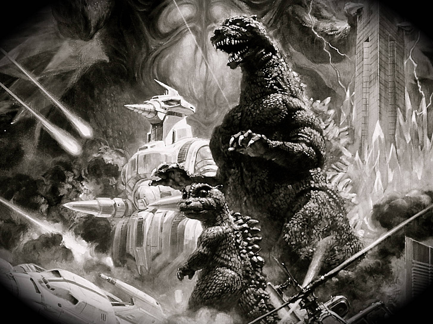 Godzillaen 4k En Blanco Y Negro. Fondo de pantalla