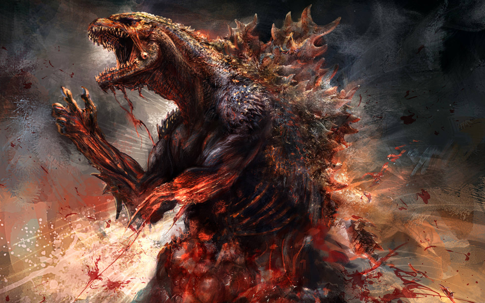 Godzilla4k Blodig Wallpaper
