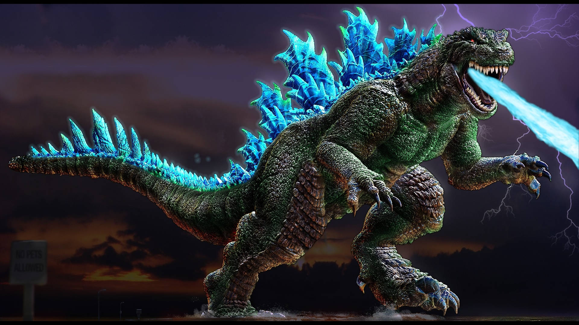 Godzilla 4k Blå Ild Ultra HD Wallpaper