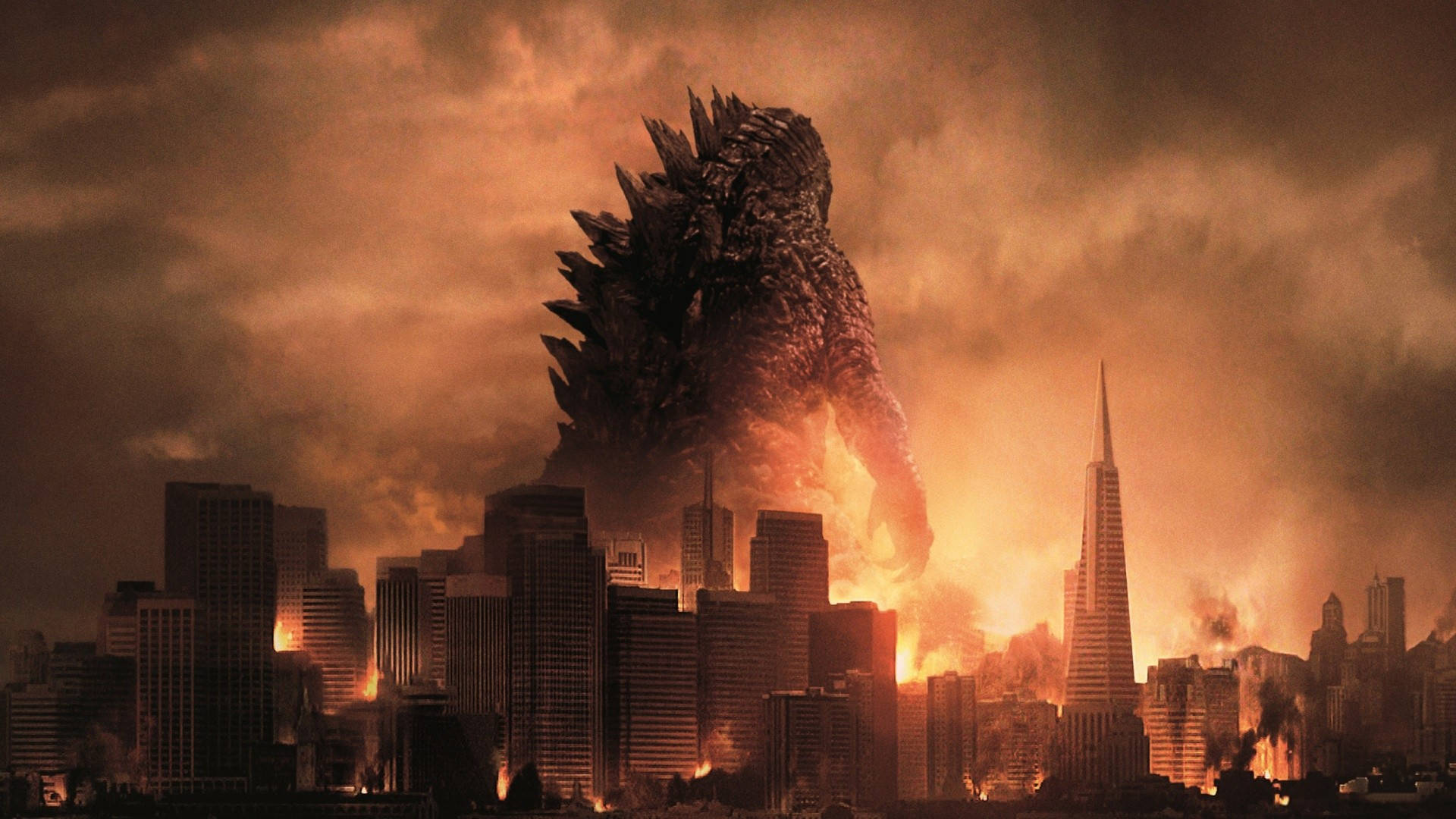 Godzilla4k Brinnande Stad Wallpaper