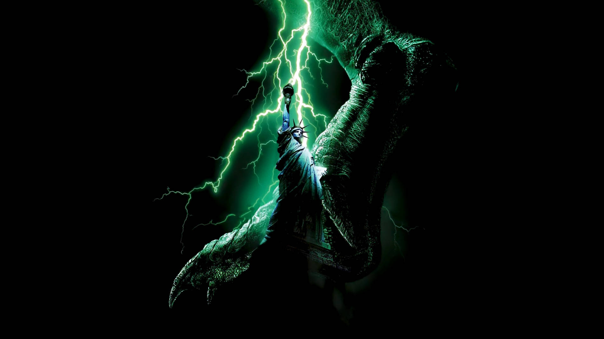 Godzillai 4k Med Gröna Blixtar. Wallpaper