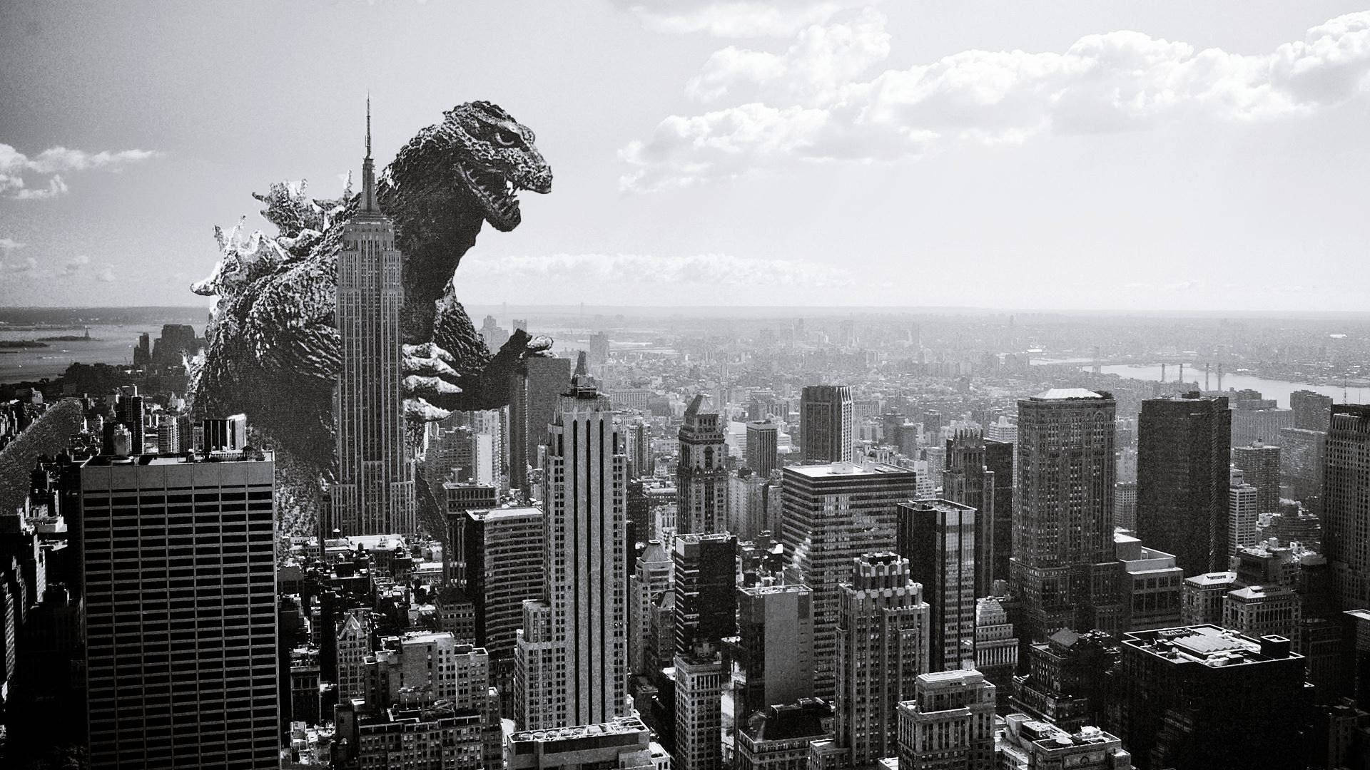 Download Godzilla 4k Greyscale City Wallpaper 