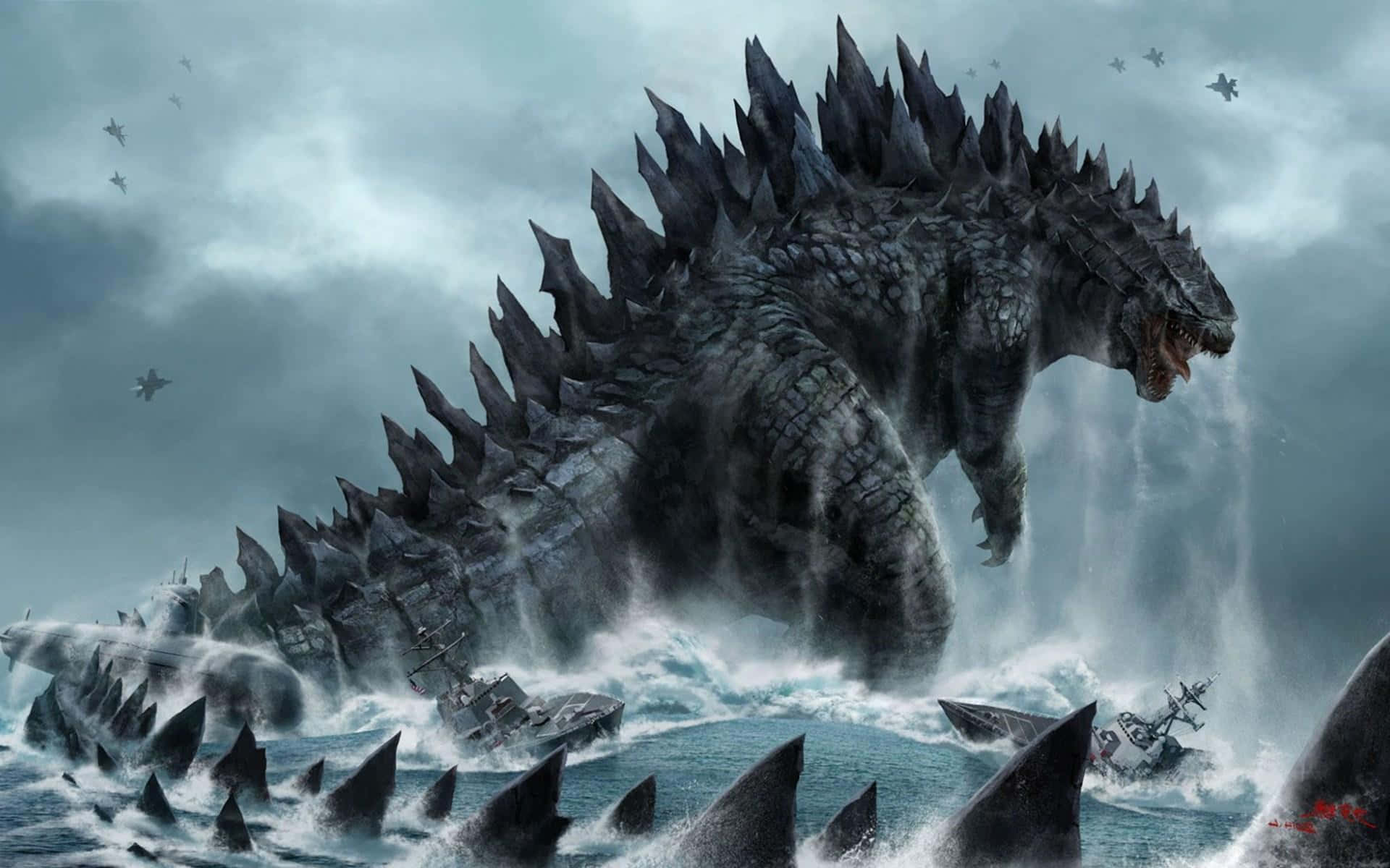 Download Epic Godzilla Art Unleashed Wallpaper | Wallpapers.com