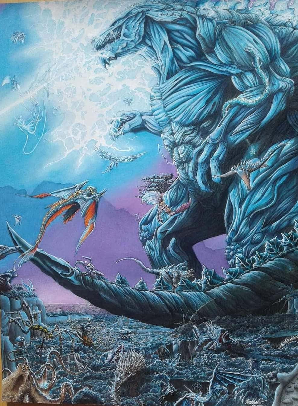 Caption: Epic Godzilla Art Battle Scene Wallpaper