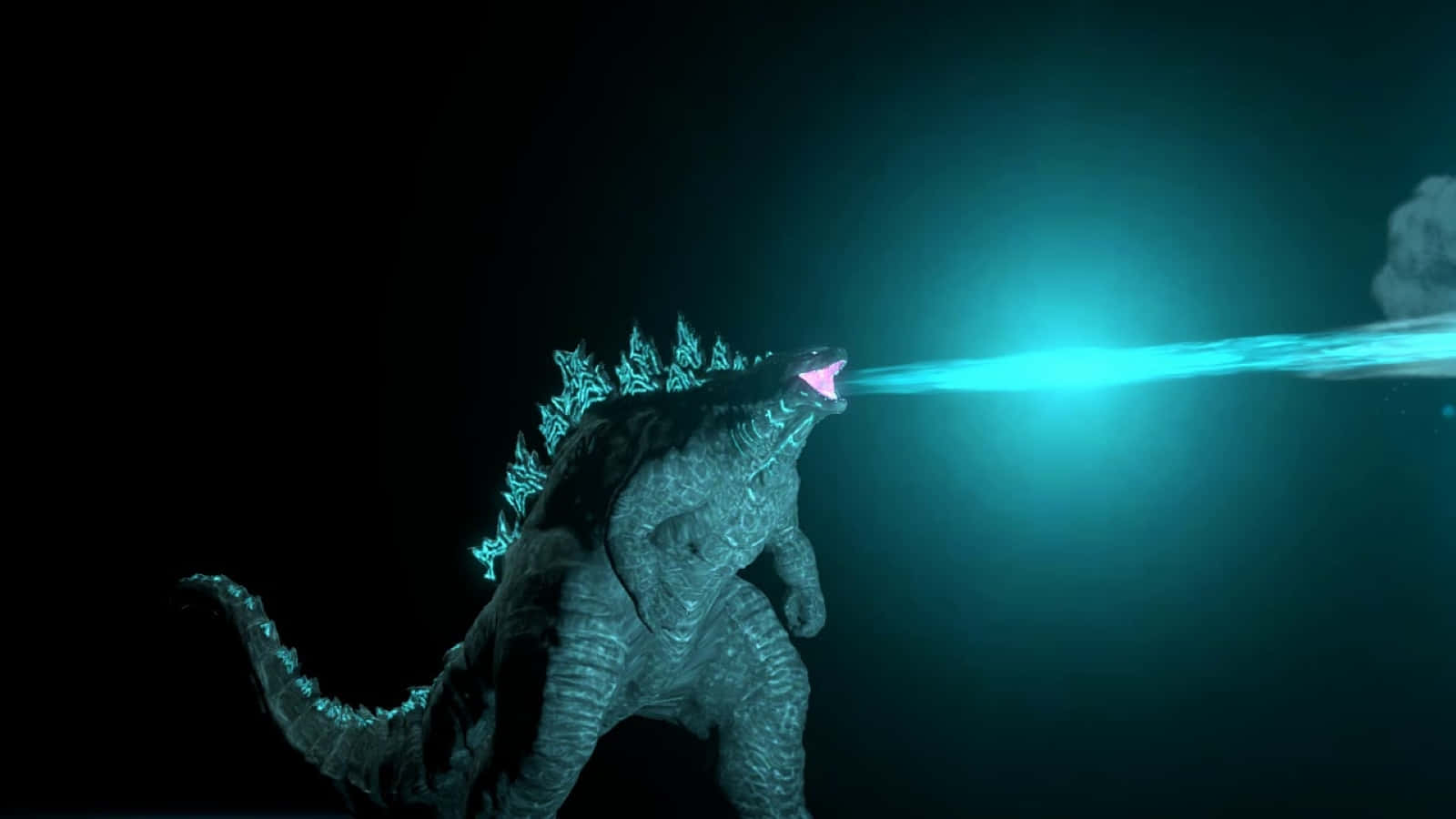 Godzilla Unleashing Its Powerful Atomic Breath Wallpaper