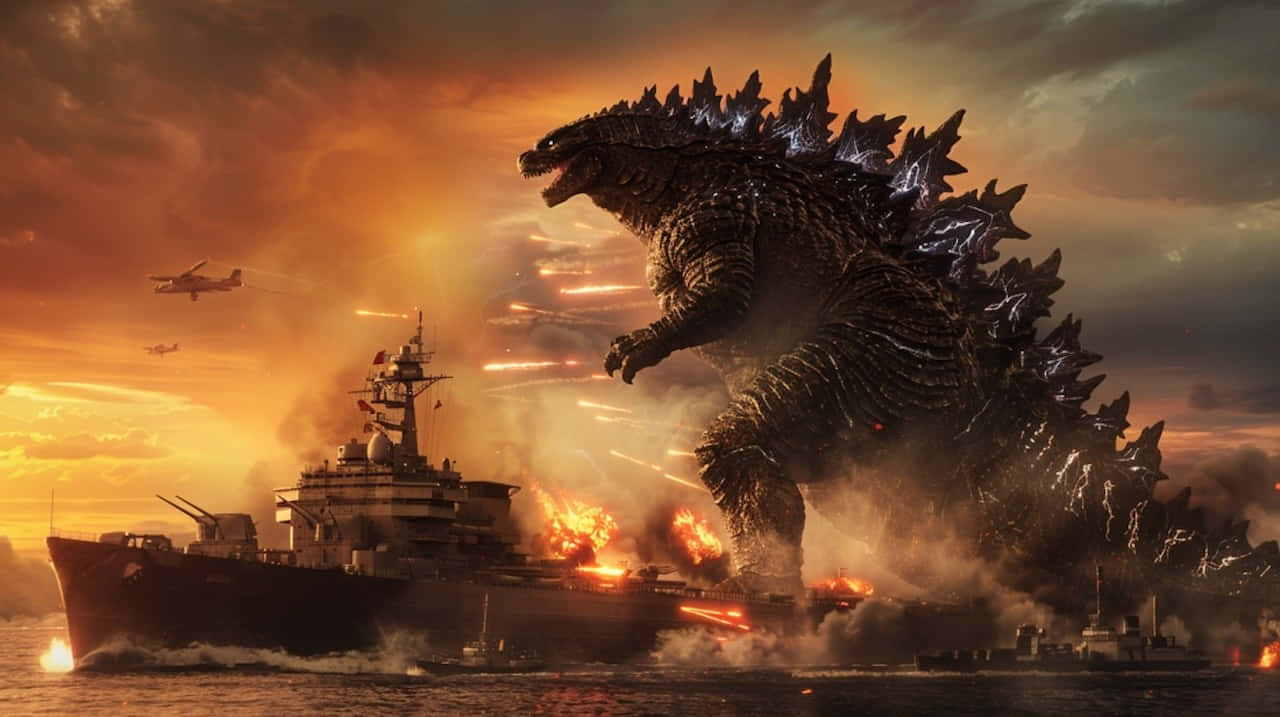 Godzilla_ Attack_at_ Sunset Wallpaper
