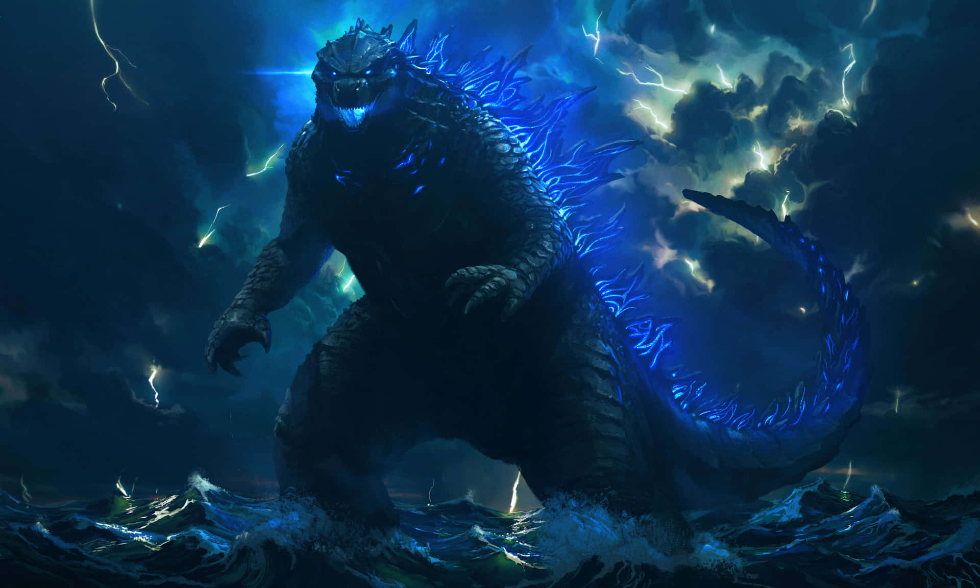 Enikonisk Godzilla Som Trampar Igenom Staden