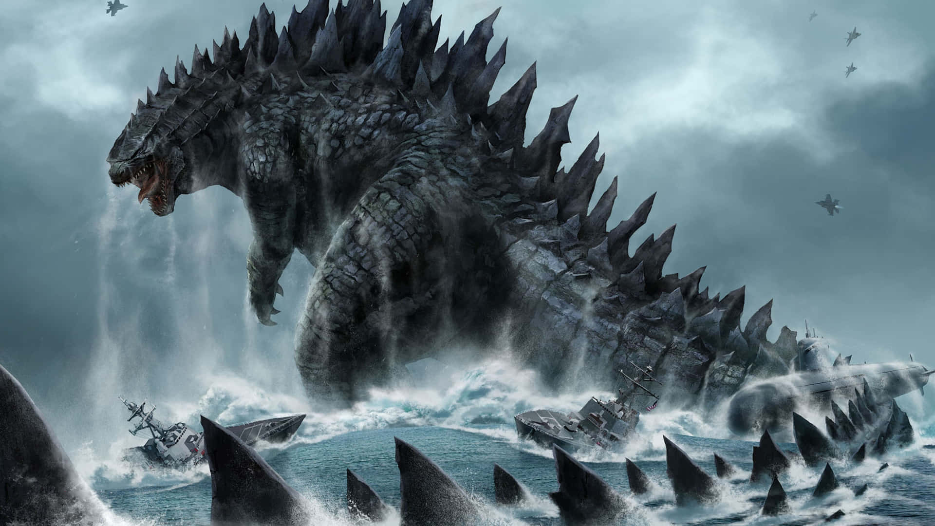 Godzilla Rampaging Through the City Wallpaper