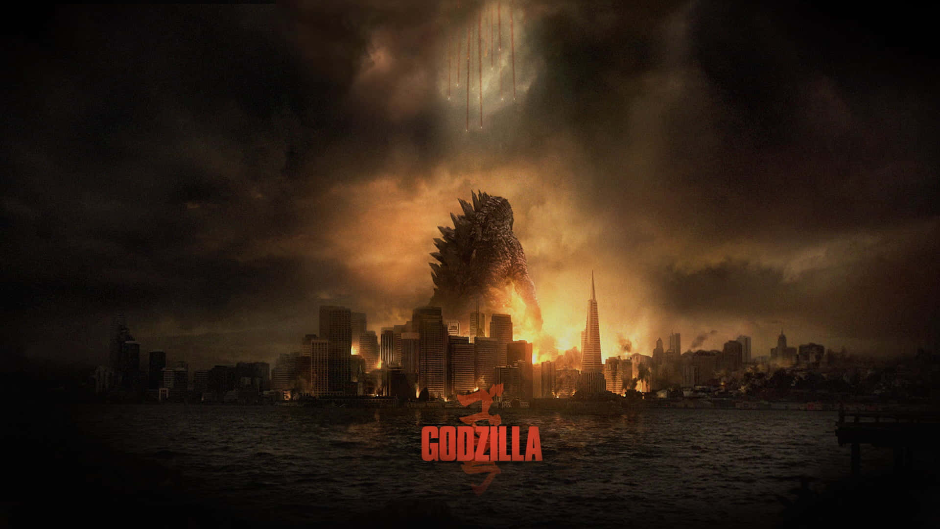 Godzilla Wreaking Havoc in a City Wallpaper