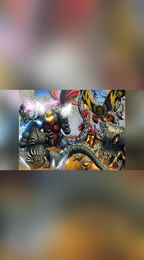 Godzilla Comic Action Scene Wallpaper