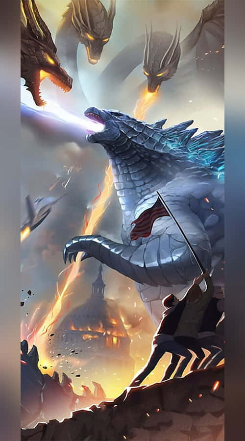 Thrilling Godzilla Comic Action Wallpaper
