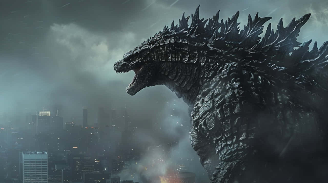 Godzilla Dominance Over Cityscape Wallpaper