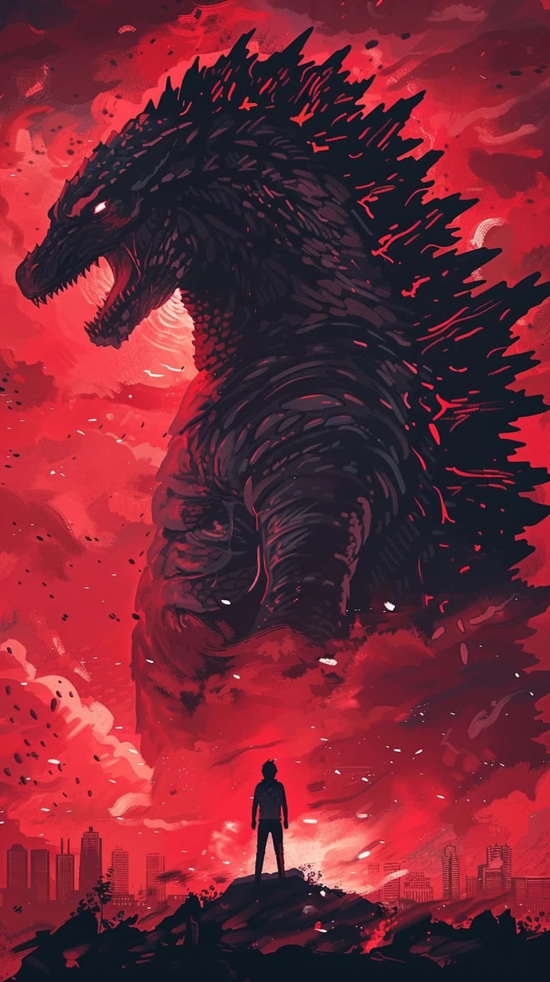 Godzilla Dominance Red Sky Wallpaper