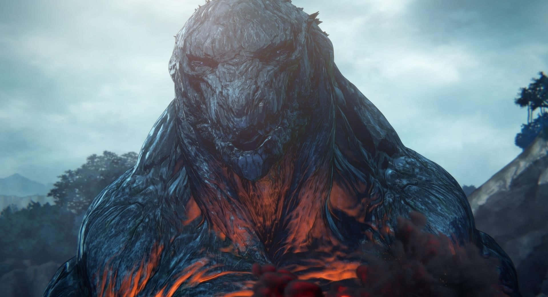 Mighty Godzilla Earth Roaring in Battle Wallpaper