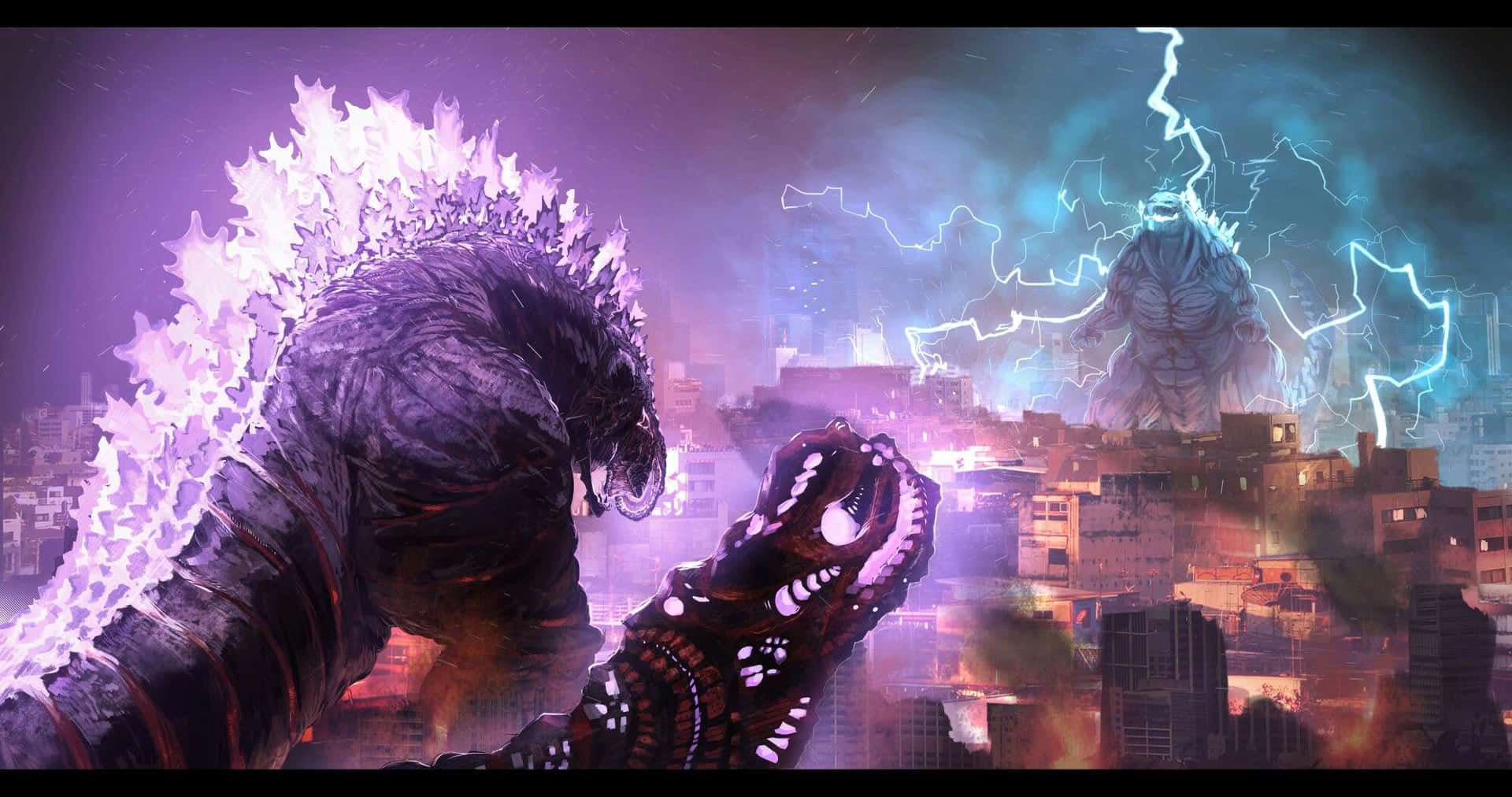Godzillaearth Arrasando En La Ciudad Fondo de pantalla