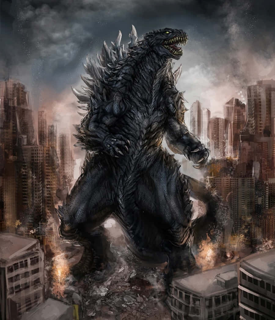 Elpoderoso Godzilla Earth Ruge En Una Épica Pose. Fondo de pantalla