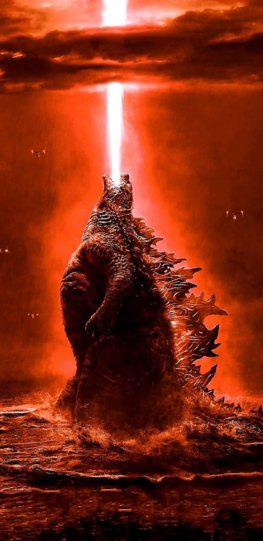 Imagende Godzilla Disparando Un Rayo Láser Rojo.