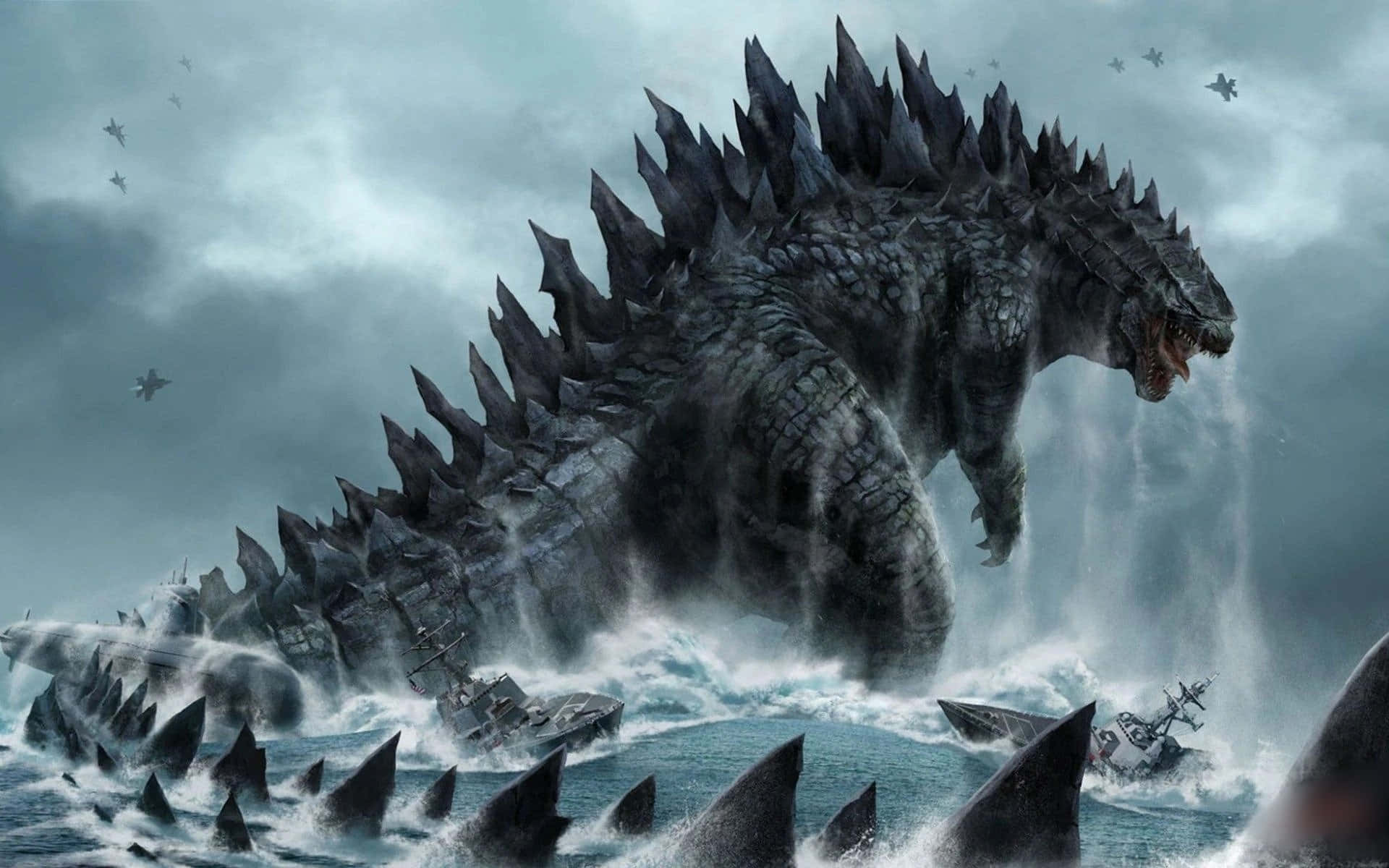Imagende Godzilla Emergiendo Del Océano.