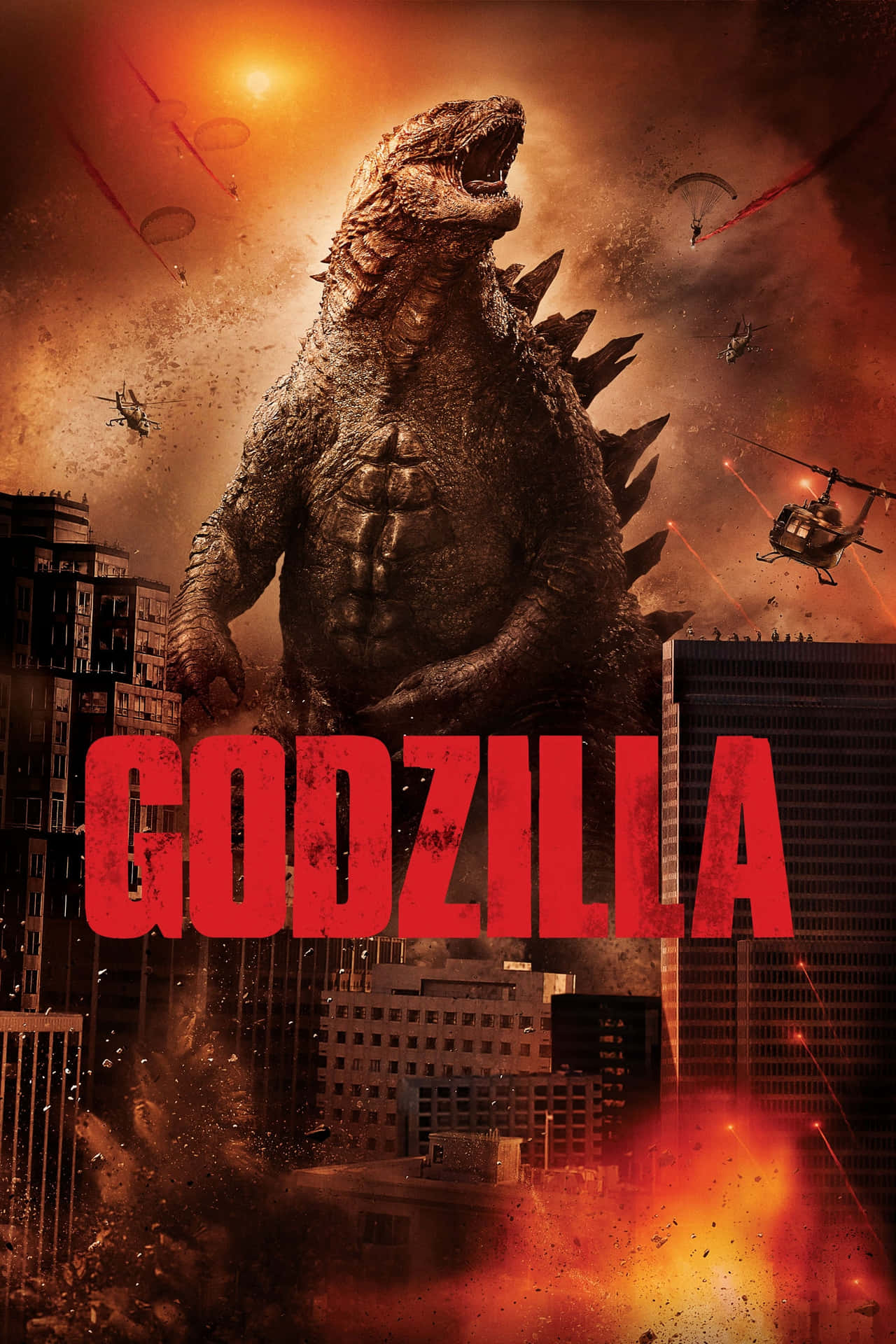 Godzillafilmplakat In Der Stadt Bild