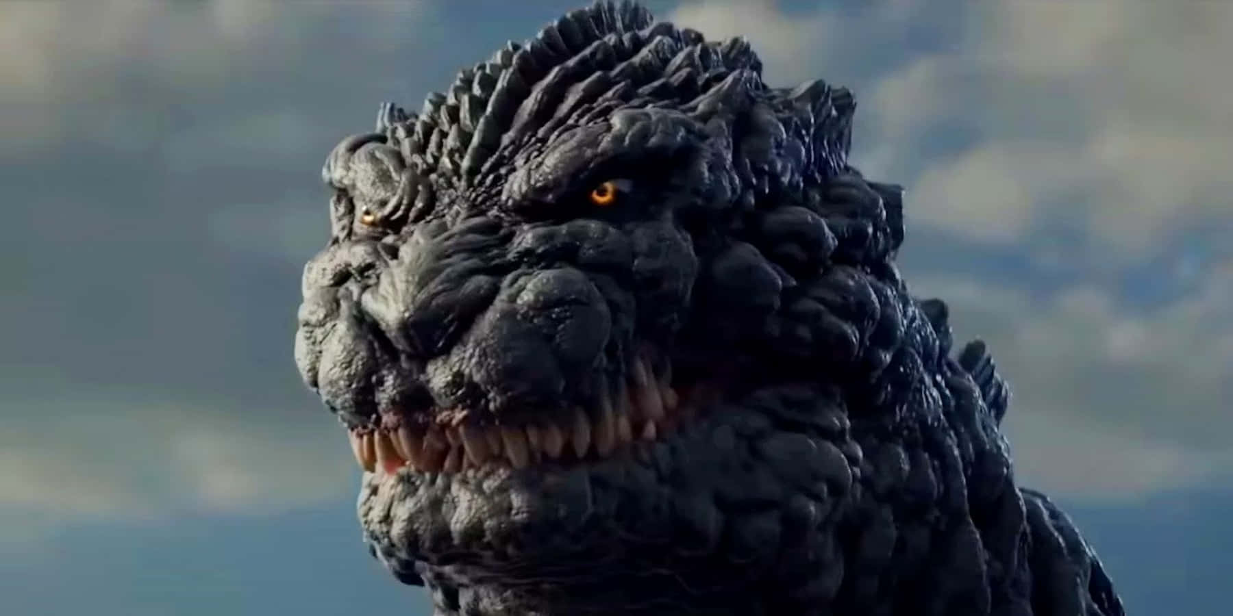 Immaginedi Godzilla In Primo Piano Con Sfondo Di Cielo