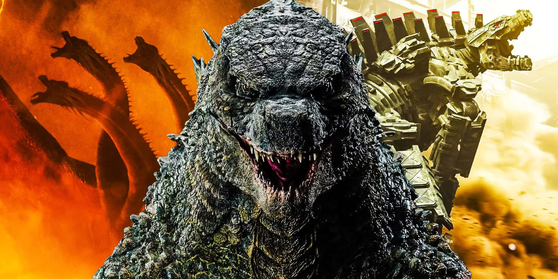 Immaginedi Godzilla, King Ghidorah E Rodan