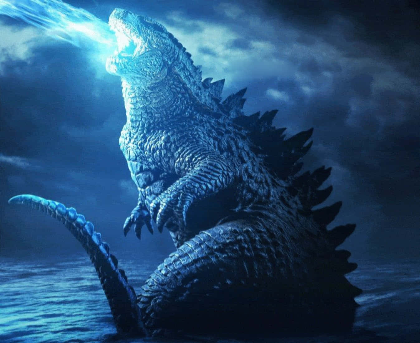 Godzilla Neon Blå Laserstråle I Havet Billede
