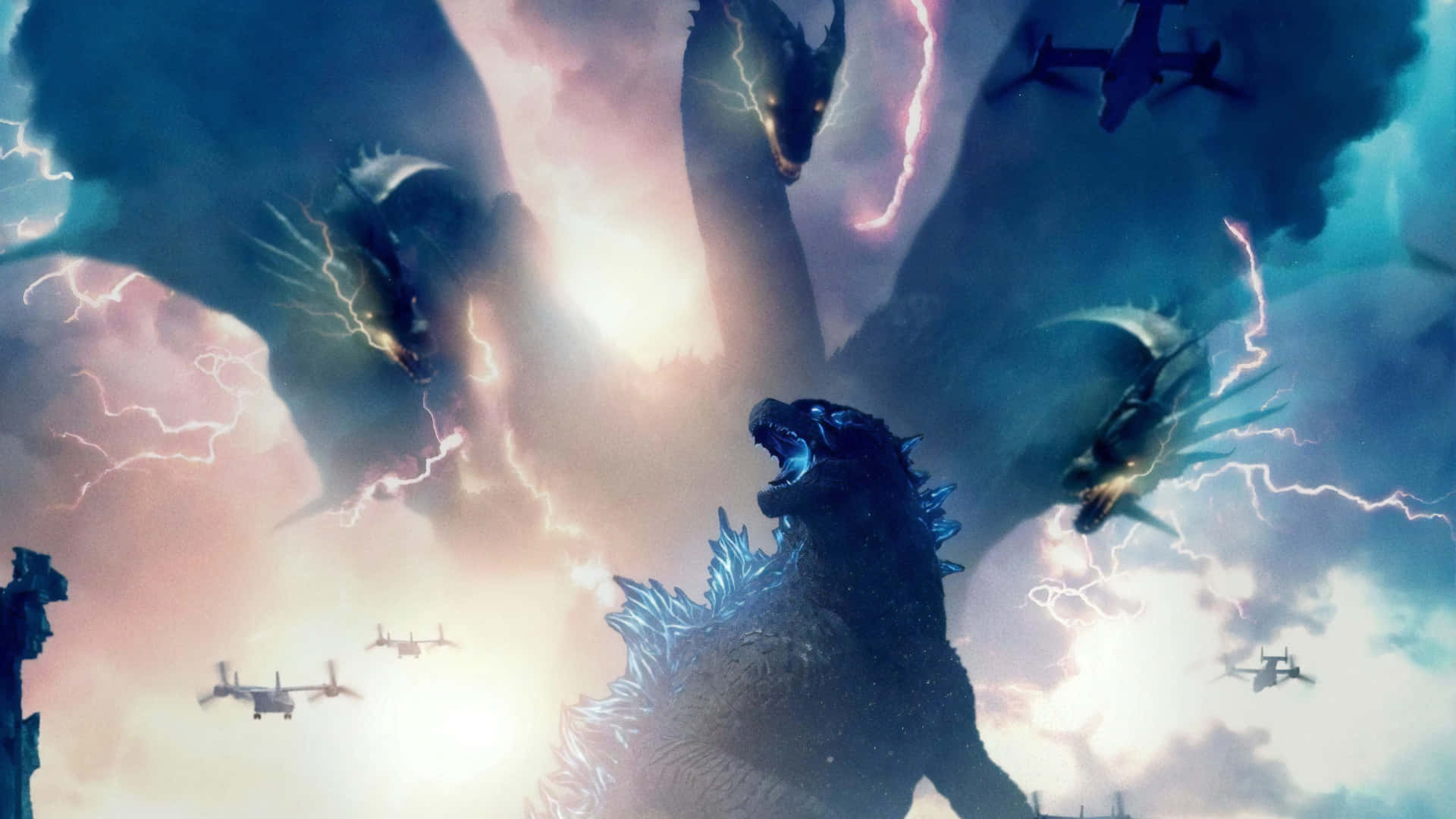 Immaginedi Godzilla Che Combatte King Ghidorah