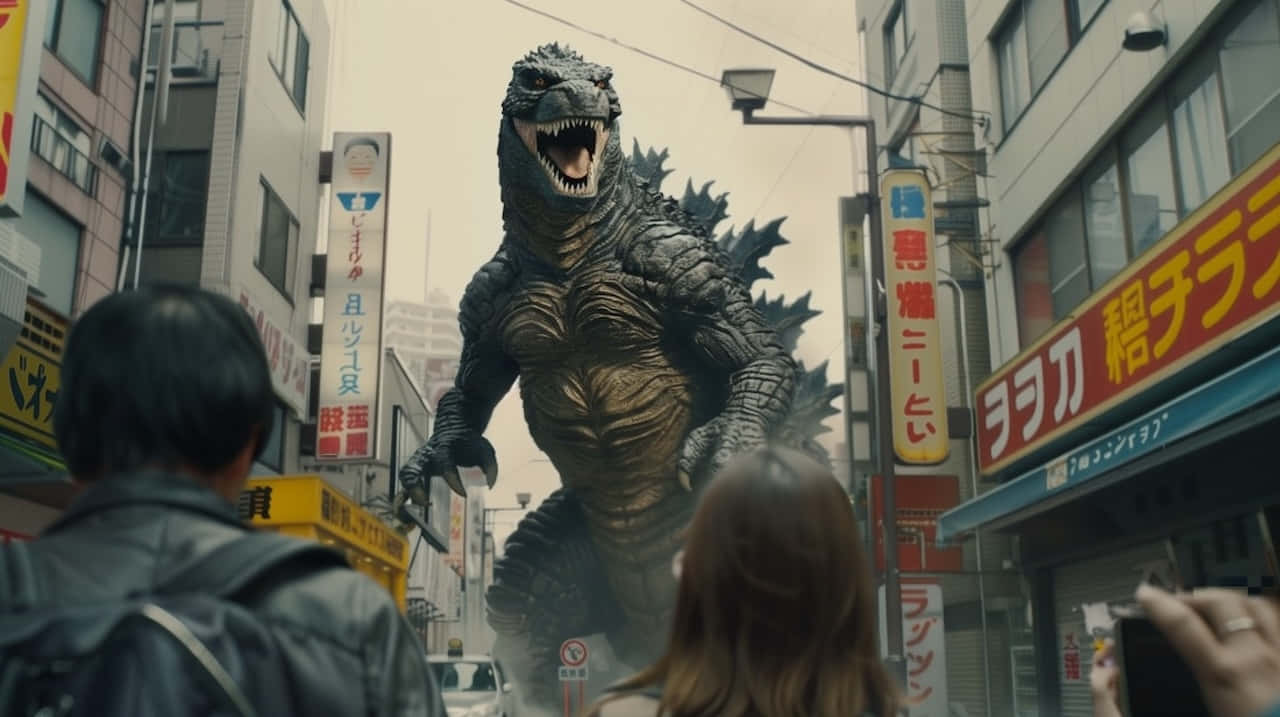 Godzilla Rampage Through City Wallpaper