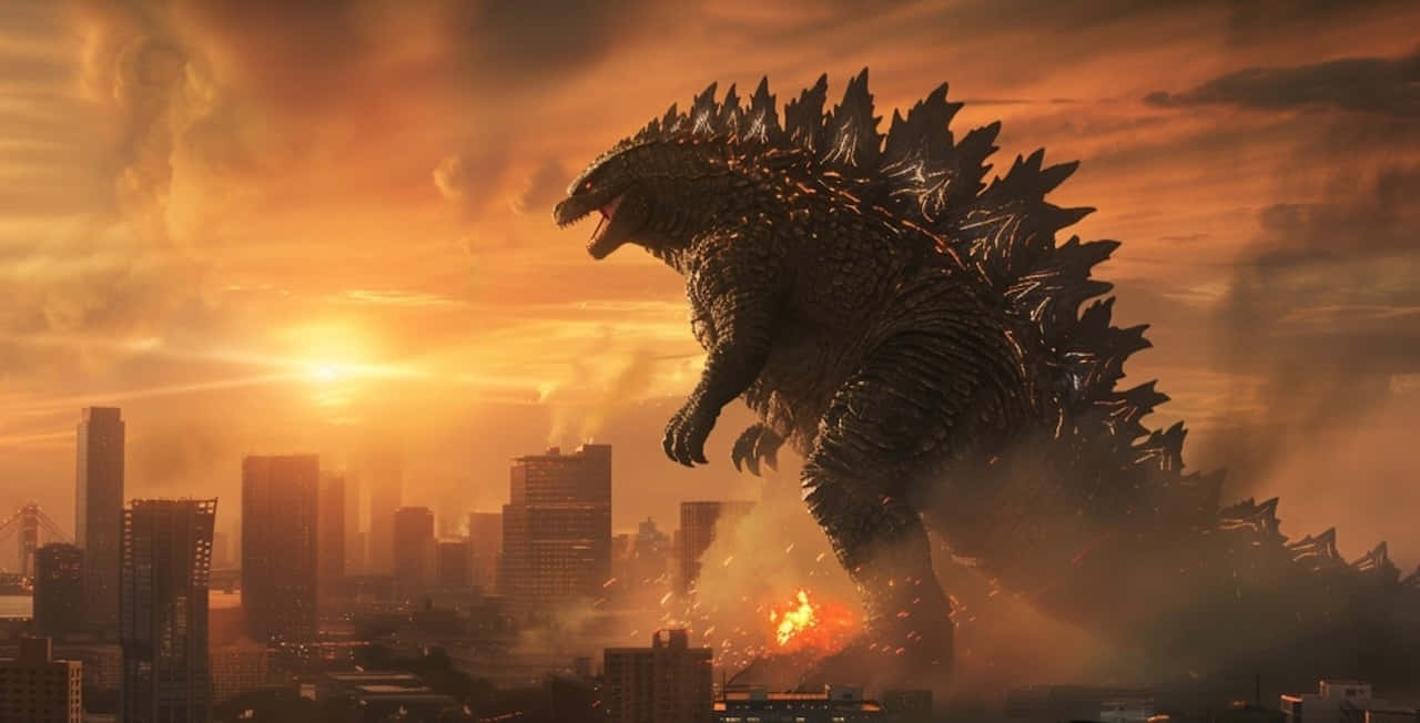 Godzilla Rampageat Sunset Wallpaper