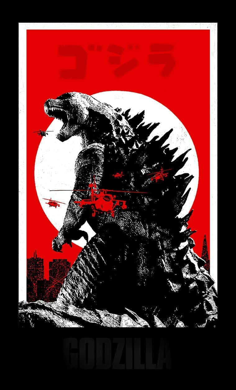 Godzilla Rode Zon Opkomende Kunst Achtergrond