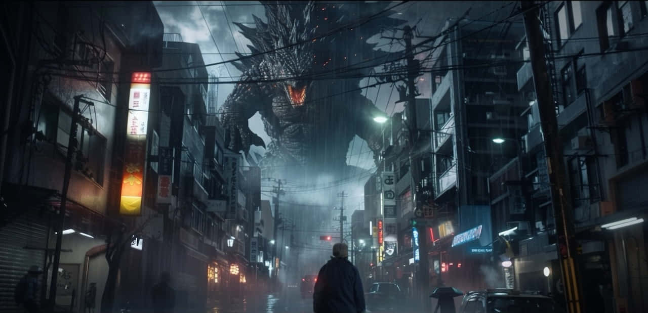 Godzilla's Menacing Approach Wallpaper
