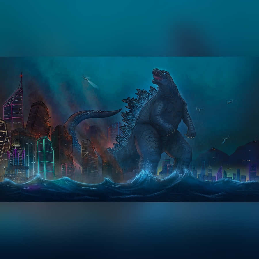 Godzilla's Wrath Against The City Wallpaper