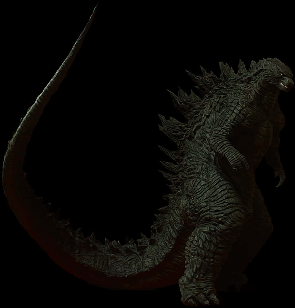 Godzilla Silhouette Against Black Background PNG