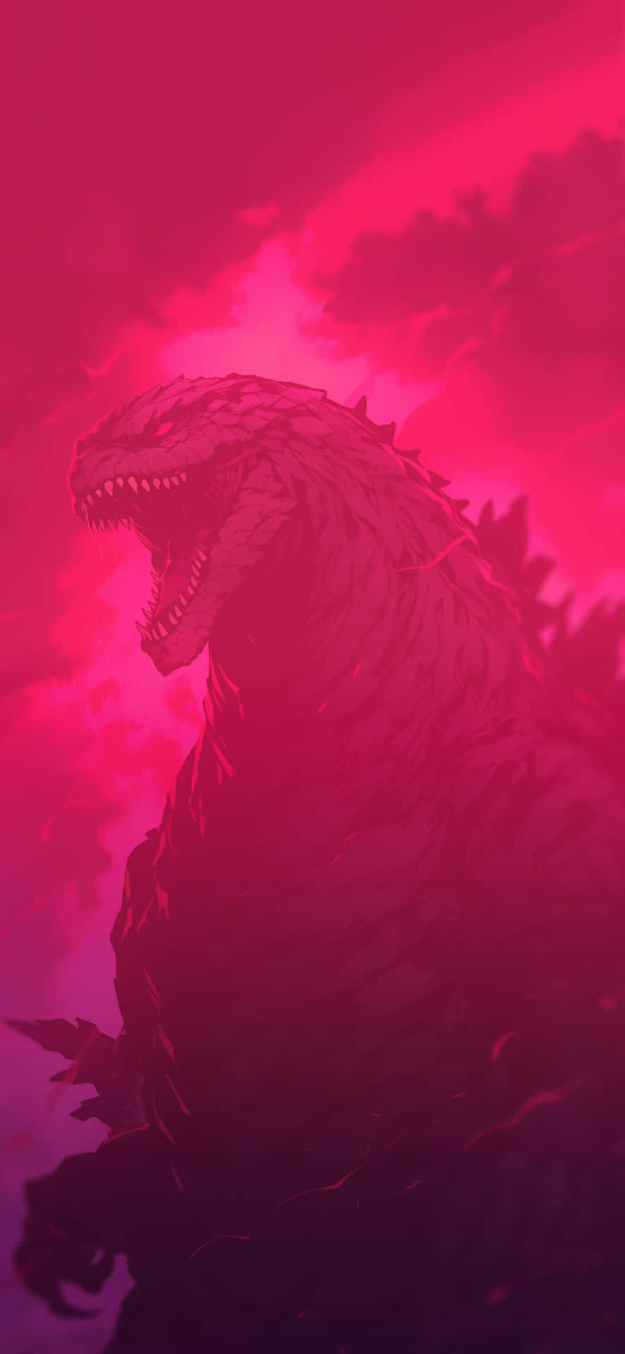 Godzilla Silhouette Pink Backdrop Wallpaper
