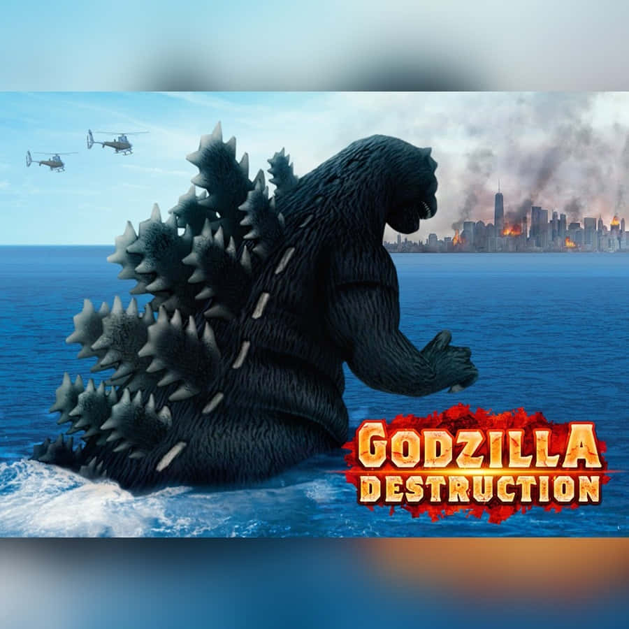 Godzilla Unleashes Apathy On Vibrant Cityscape Wallpaper