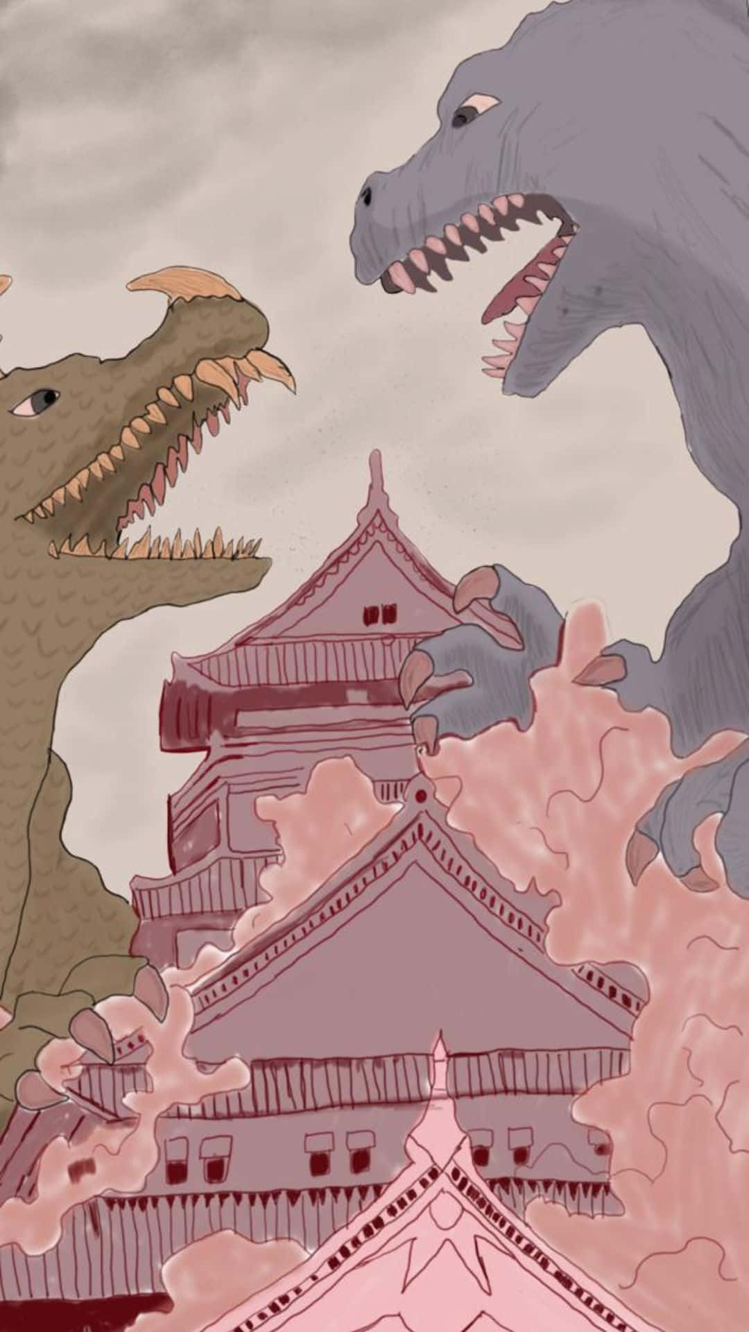 Caption: Epic Battle: Godzilla Vs Anguirus Wallpaper