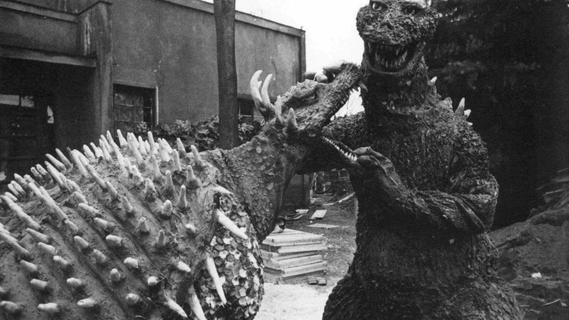 Intense Battle: Godzilla vs Anguirus Wallpaper