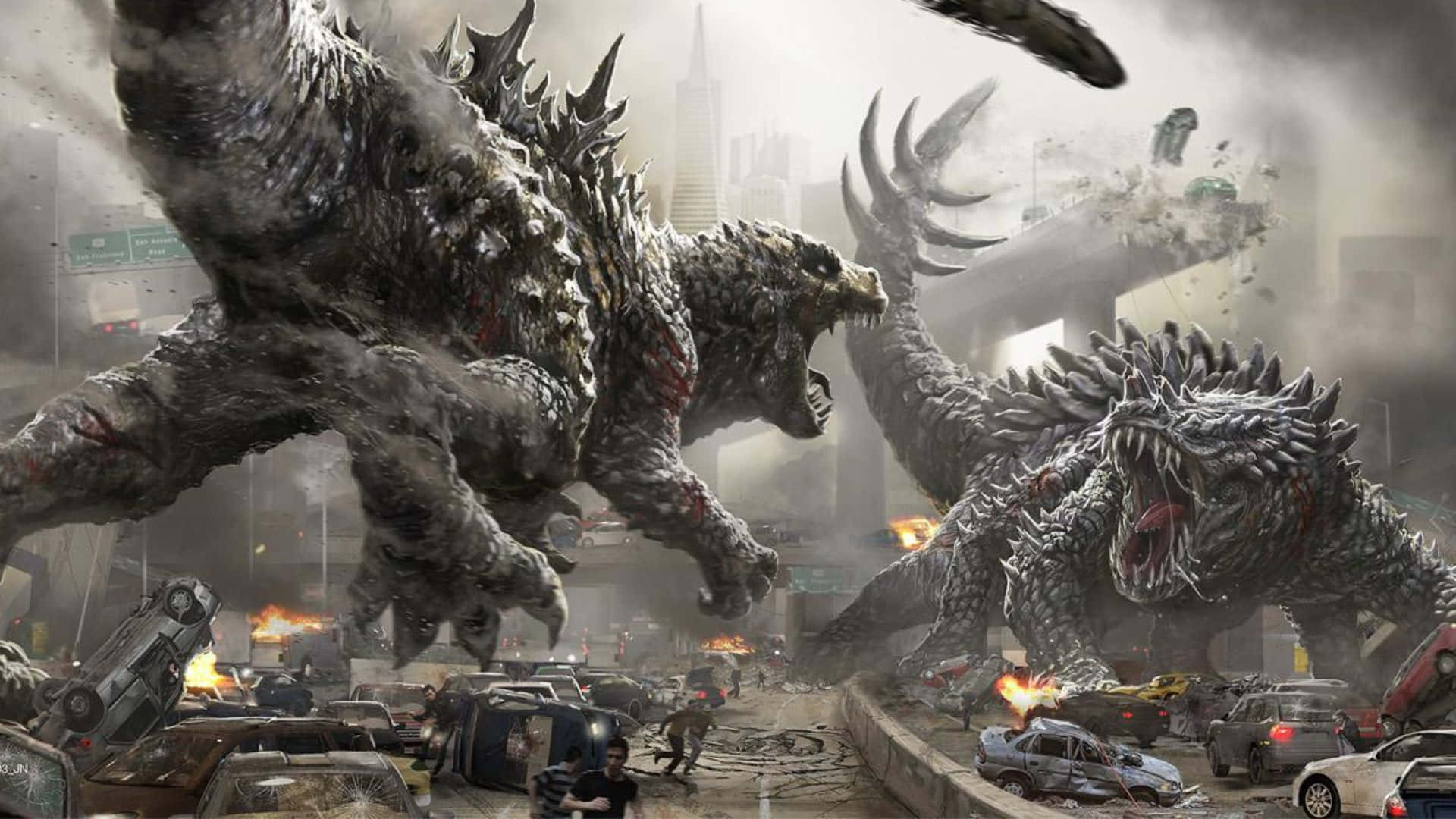 Epic Battle: Godzilla Vs Anguirus Wallpaper