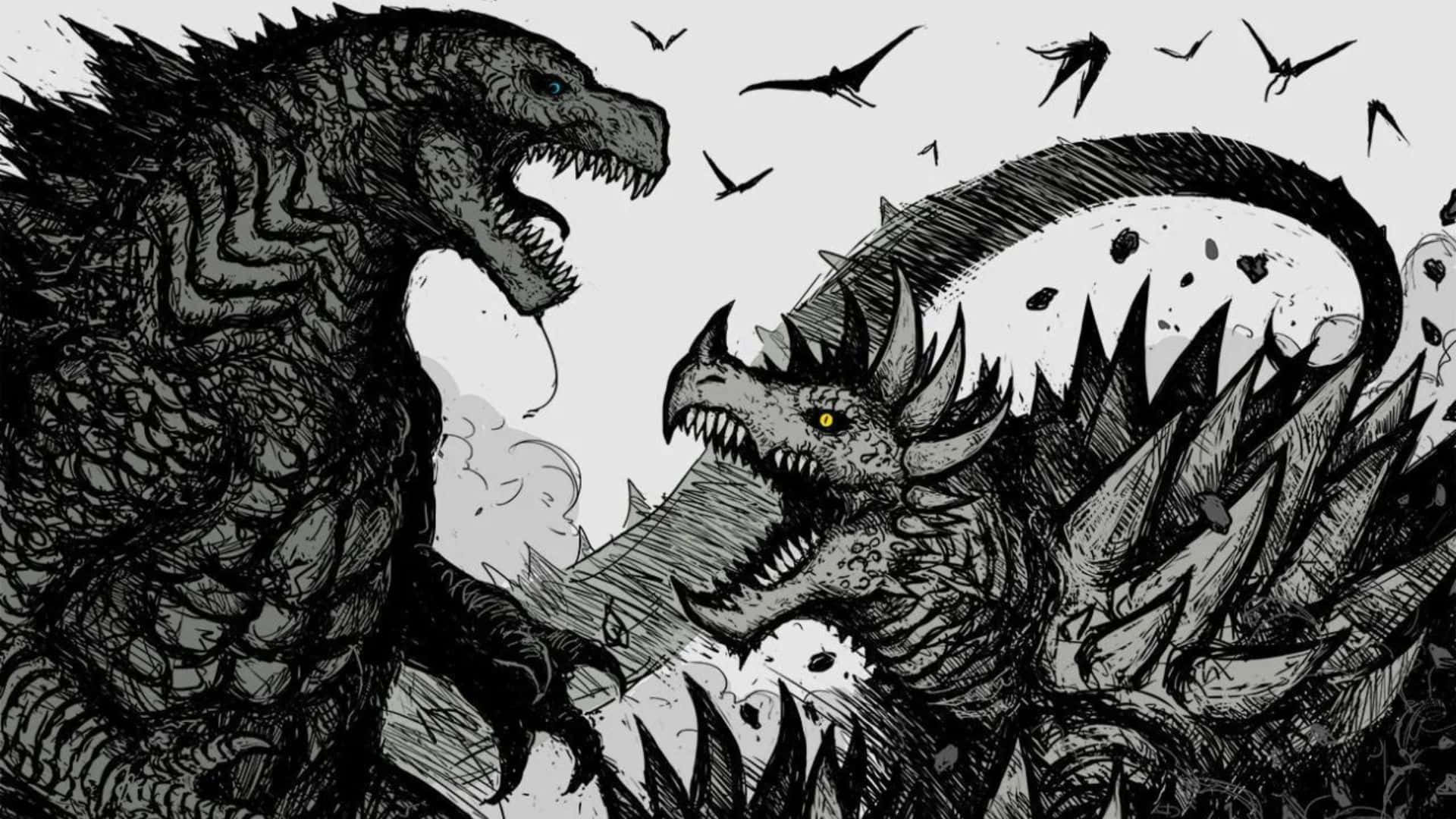 Epic Battle of Giants: Godzilla vs. Anguirus Wallpaper
