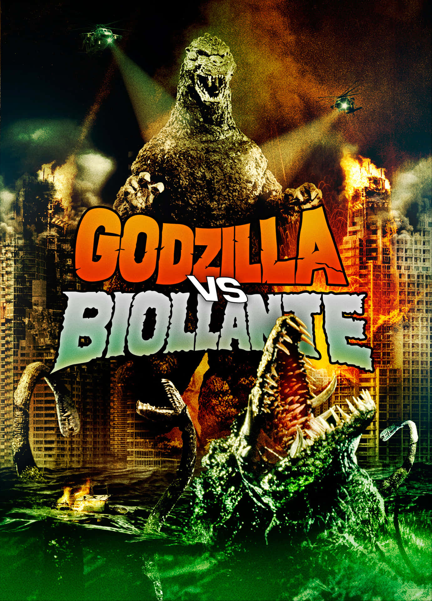 Godzillay Biollante Se Enfrentan. Fondo de pantalla