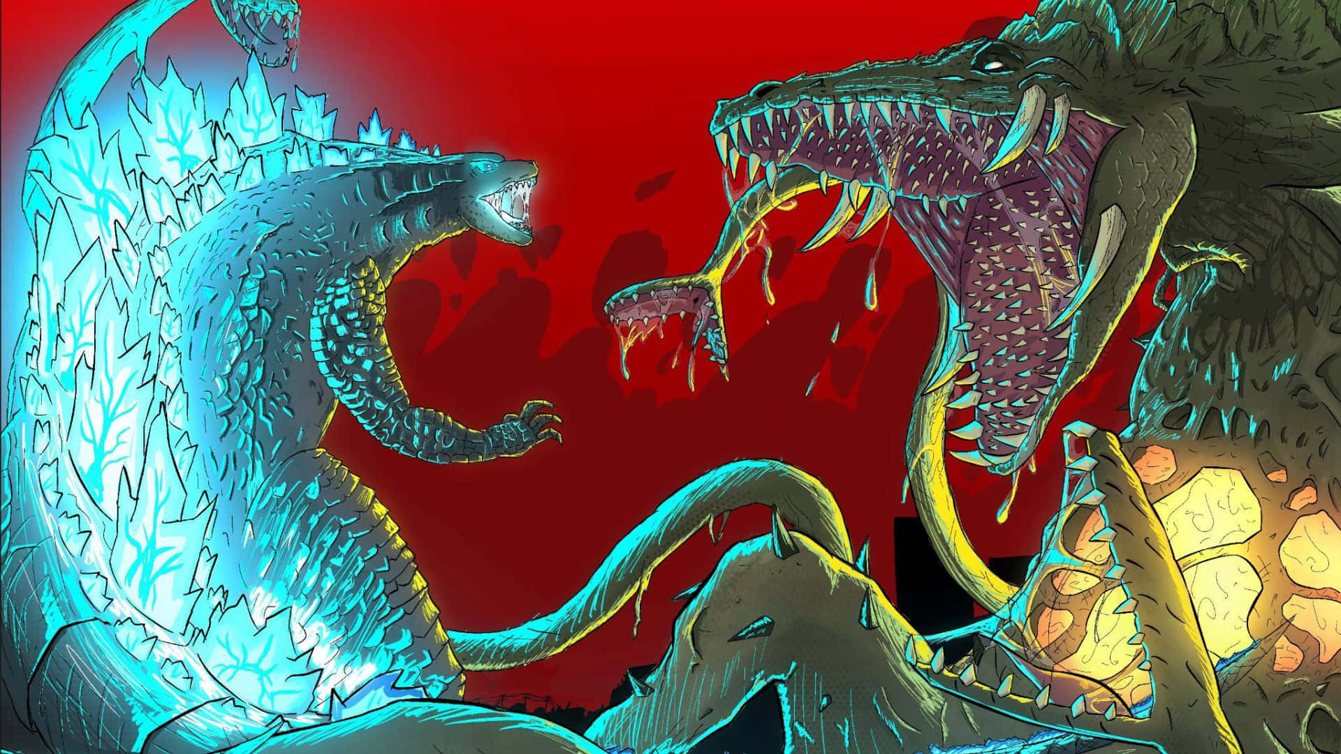 Epic battle of titans: Godzilla Vs Biollante Wallpaper