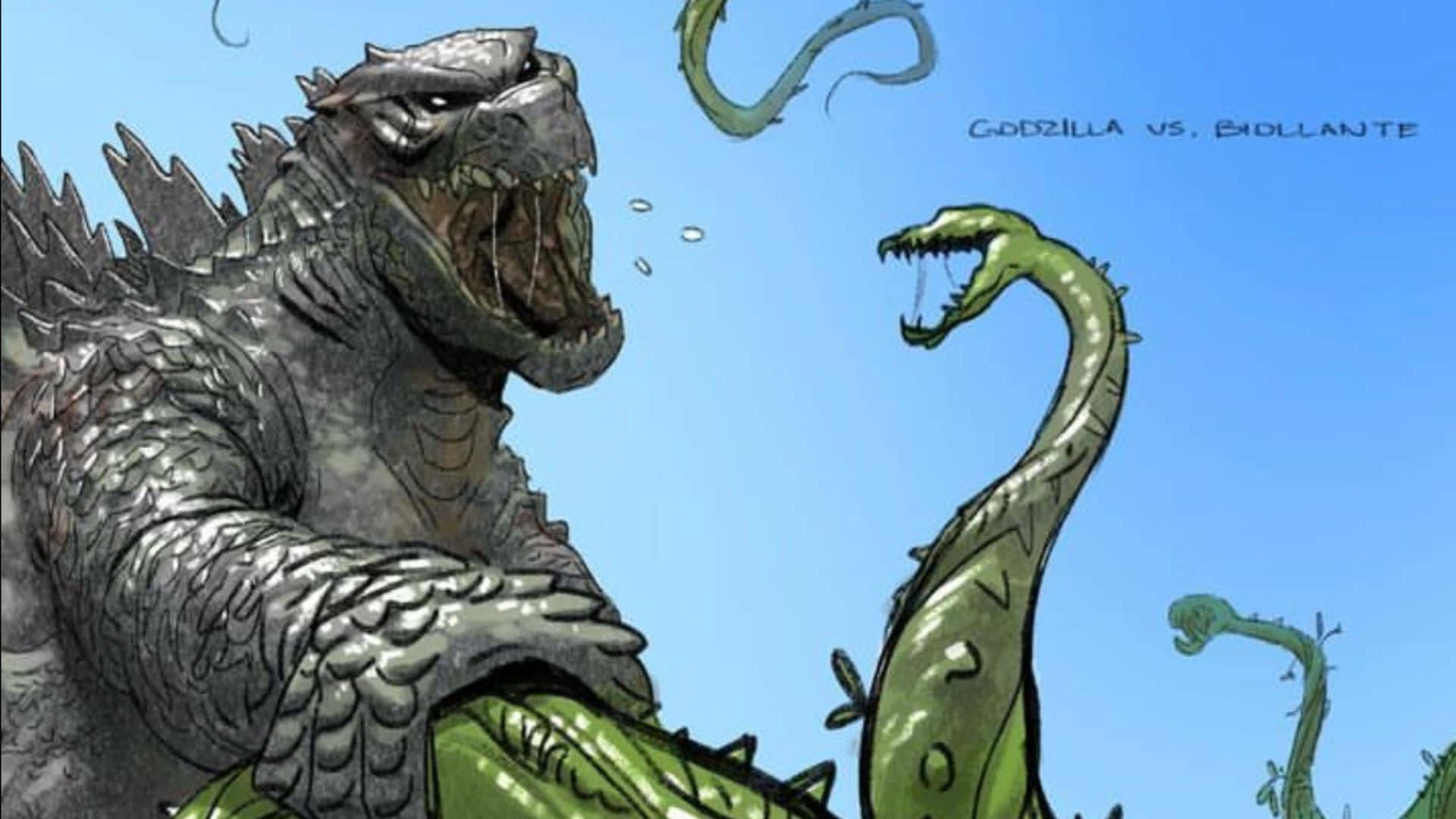 Epic Battle Between Godzilla and Biollante Wallpaper
